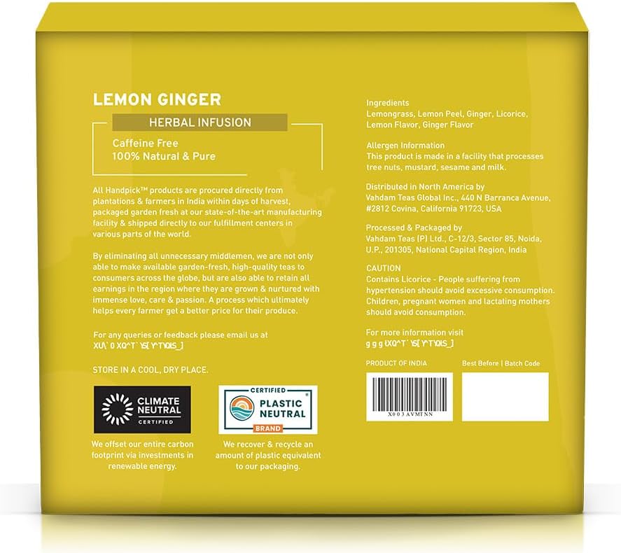 Lemon Ginger Herbal Tea Bags (100 Count)