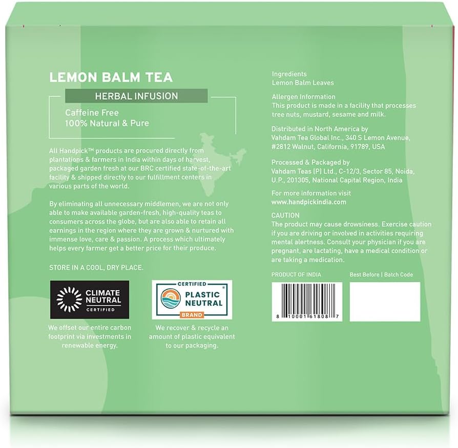 Lemon Balm Herbal Tea Bags (100 Count)